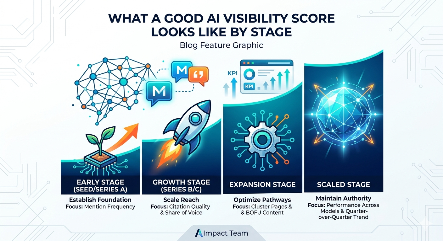 What a good AI visibility score looks like by stage